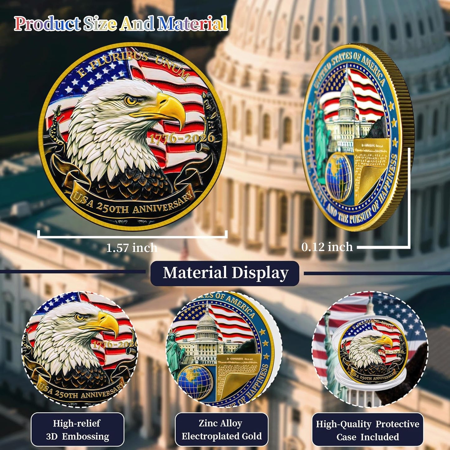 16 PACK-United States 250th Anniversary Bald Eagle Coin