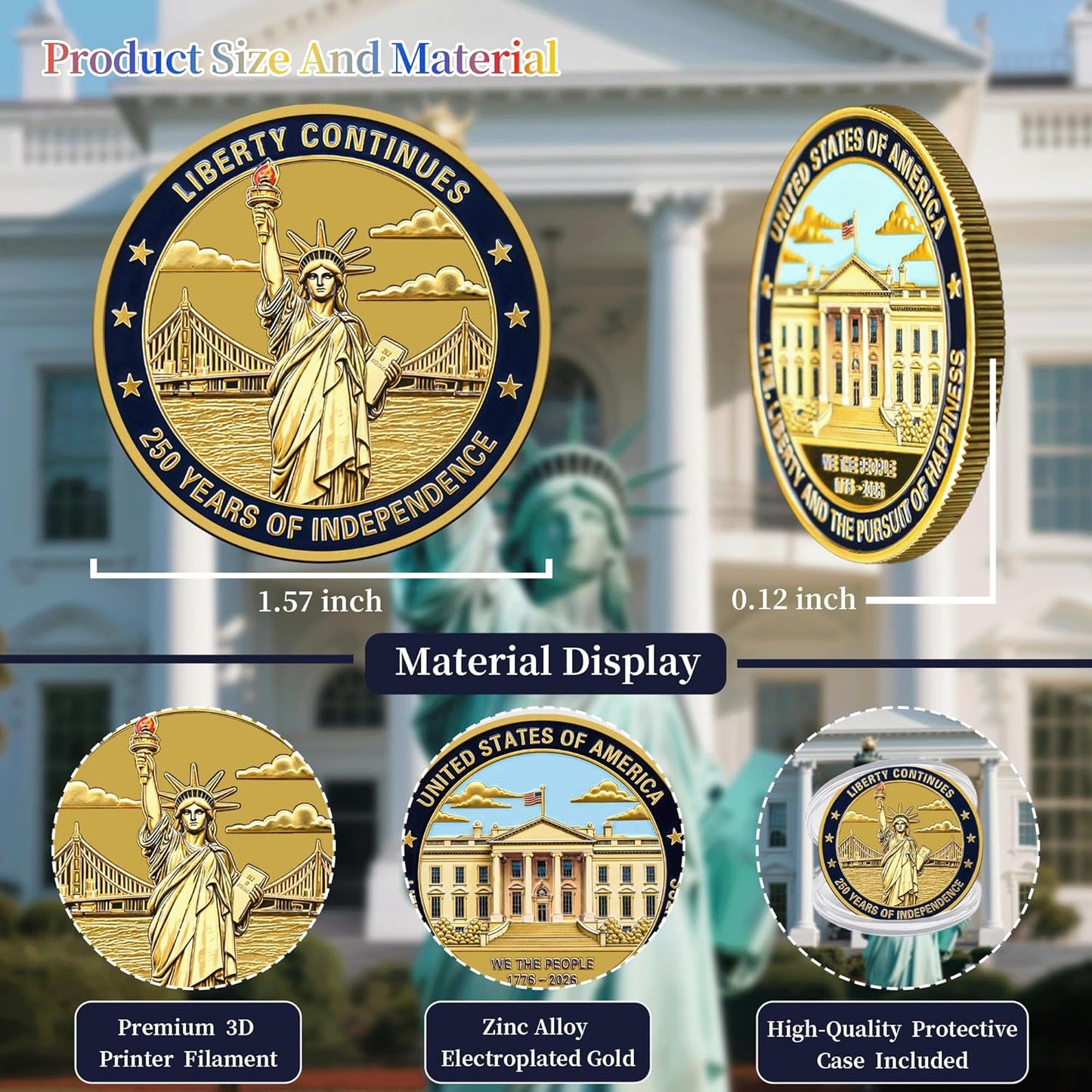 16 PACK United States 250th Anniversary Statue of Liberty Coin