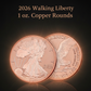 2026 Walking Liberty Copper Round - New Release Reels Cover Bold