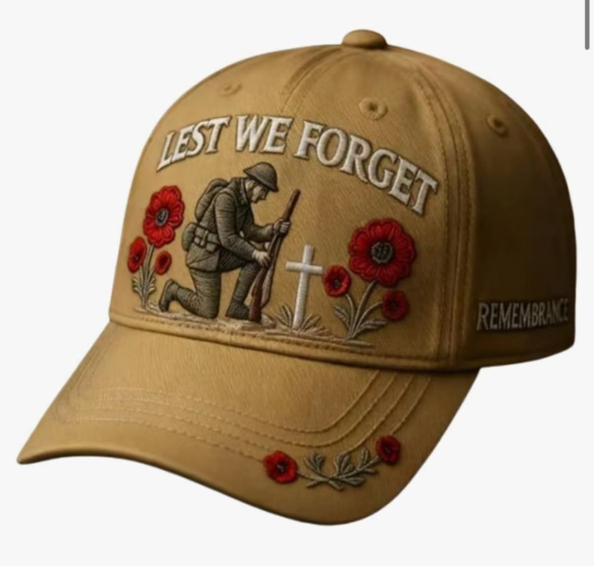 US Lest We Forget Embroidered Baseball Cap