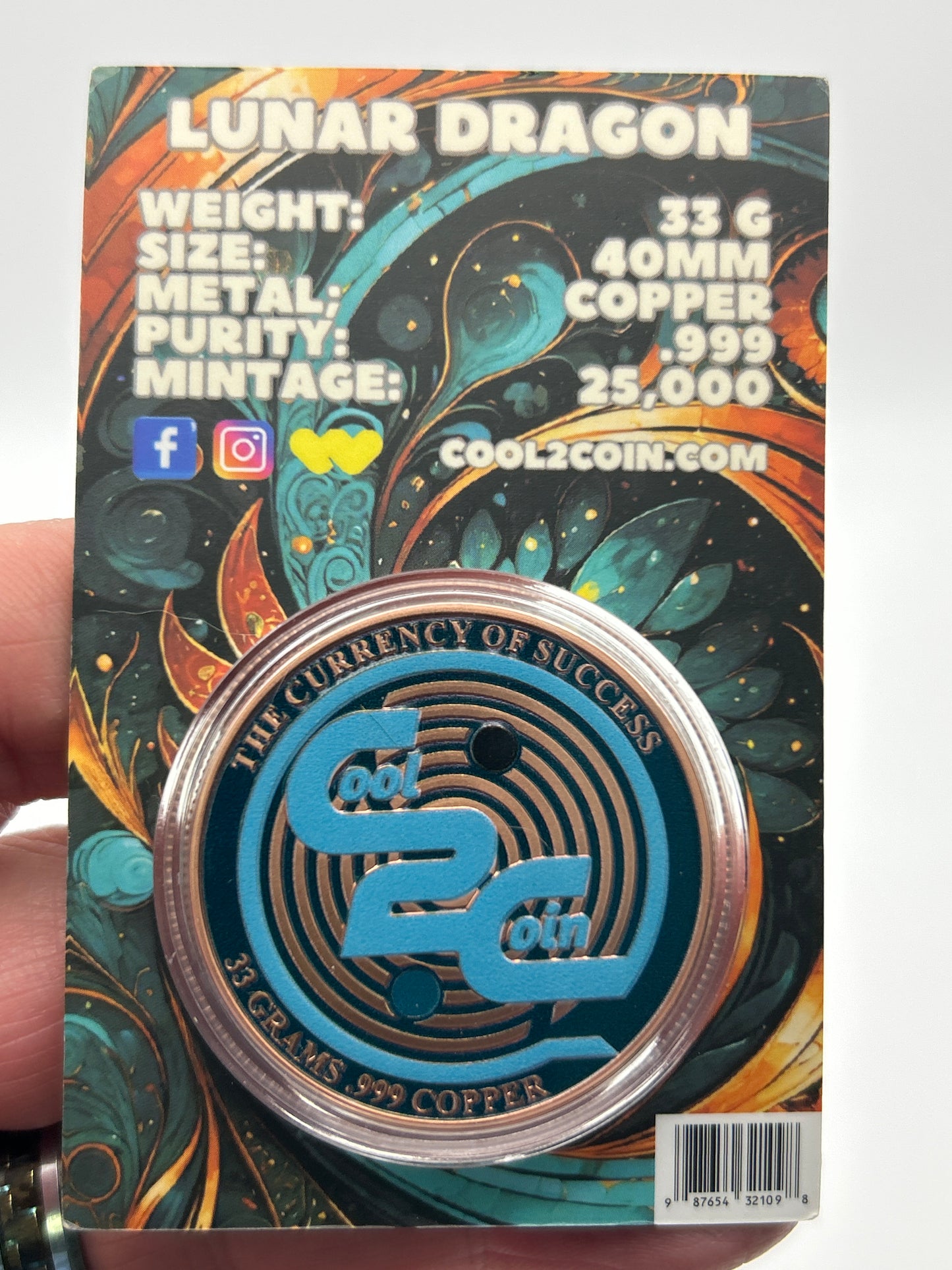 Lunar Dragon 2024 – Cool2Coin .999 Copper Art Coin | 40mm | Limited Mintage of 25,000