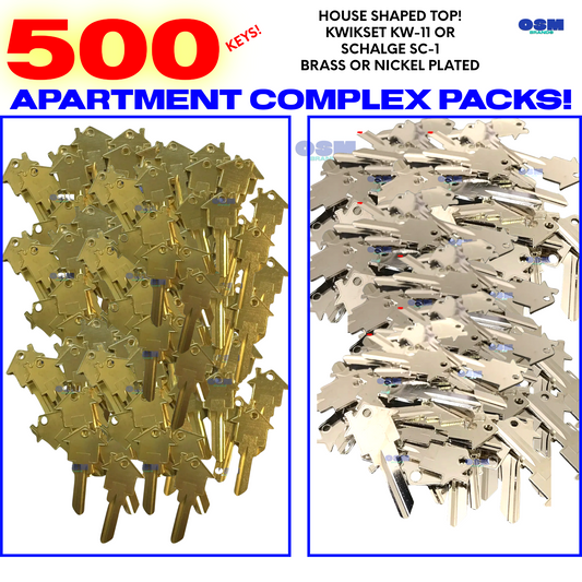 APARTMENT COMPLEX Bulk House Key Lot of 500-Kwikset or Schlage-Free Shipping!