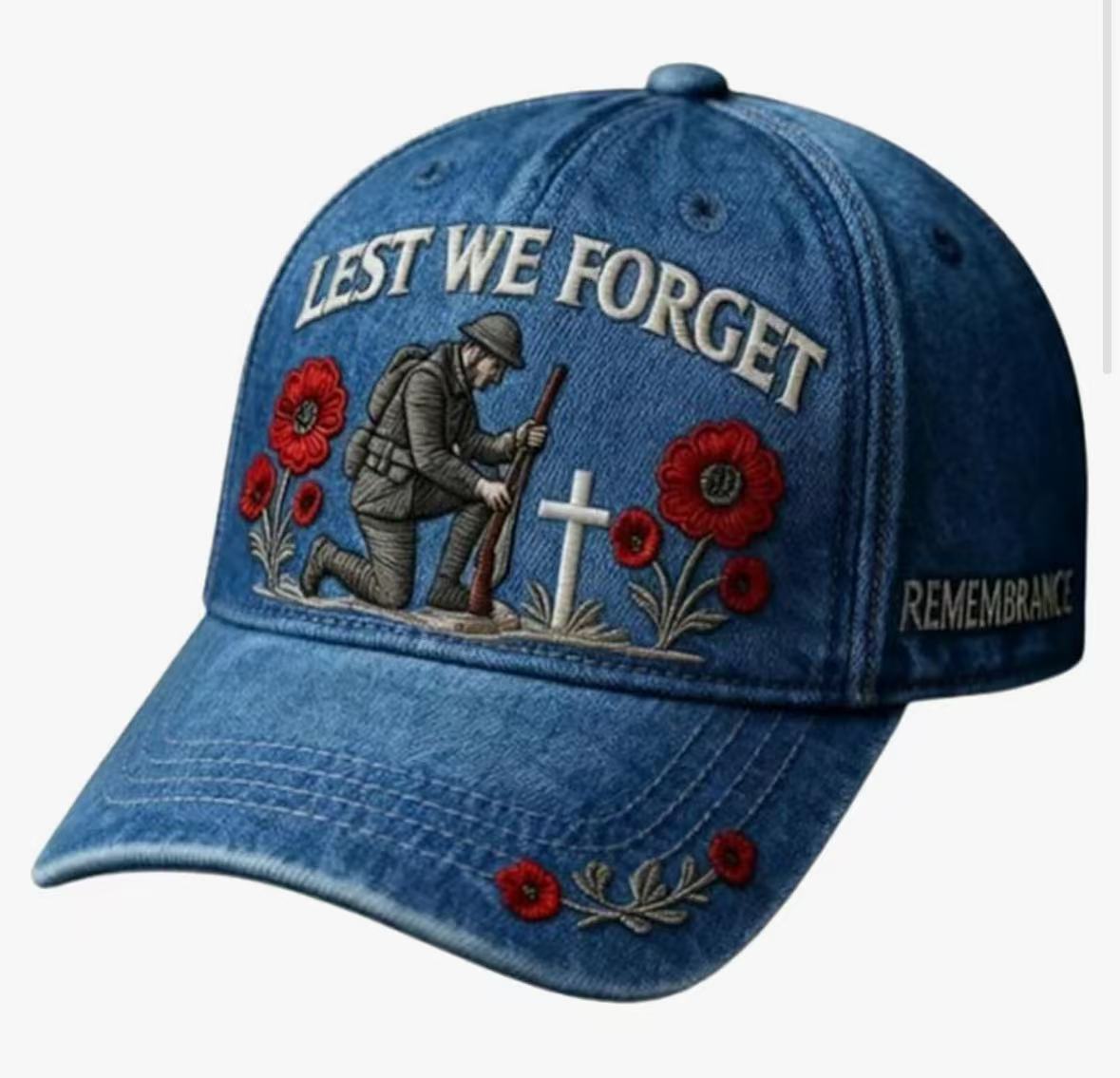 US Lest We Forget Embroidered Baseball Cap