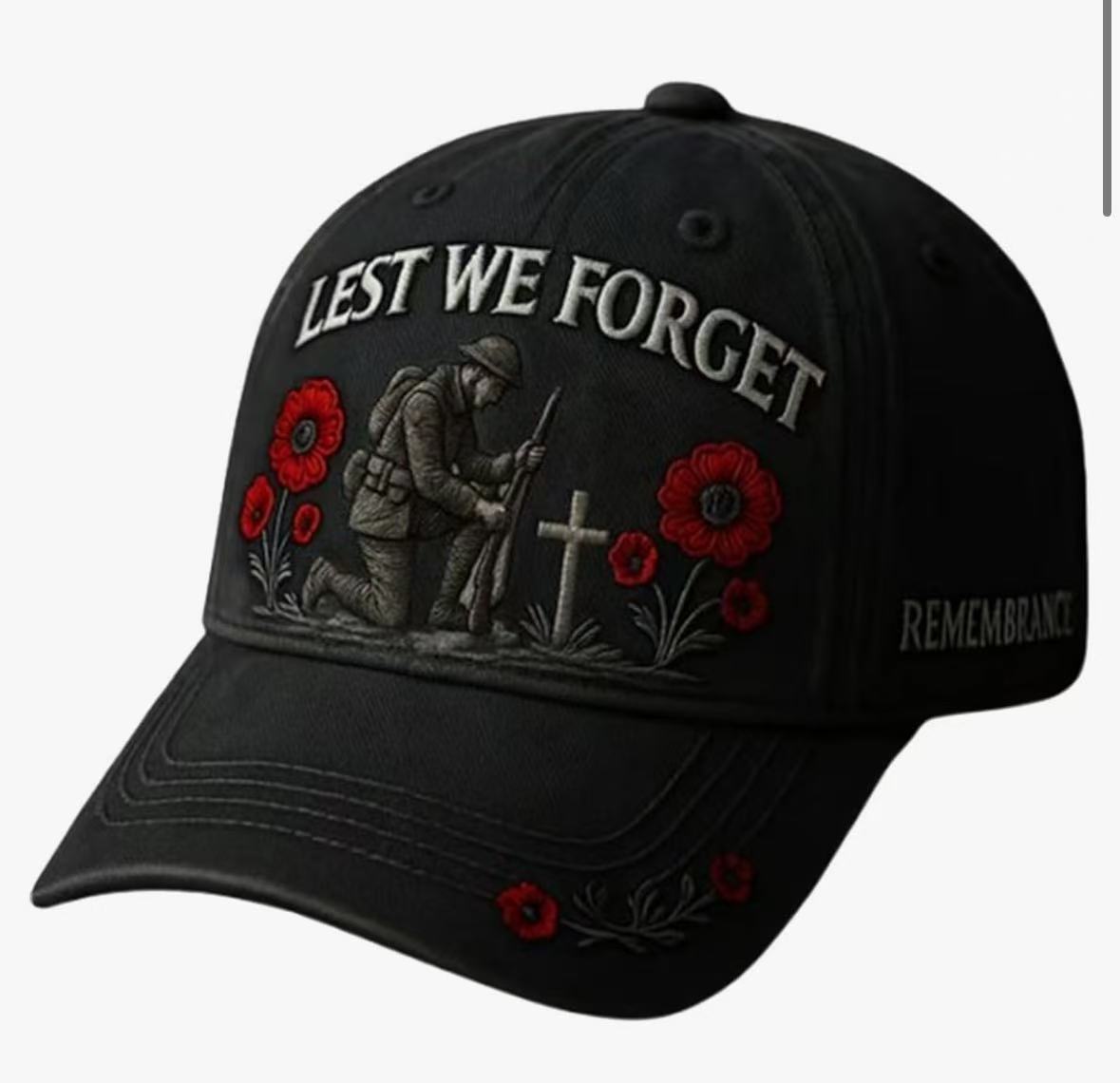 US Lest We Forget Embroidered Baseball Cap