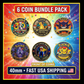 6pc Pokémon 30th Anniversary Challenge Coin Set - Collectible Medal Coin Bundle