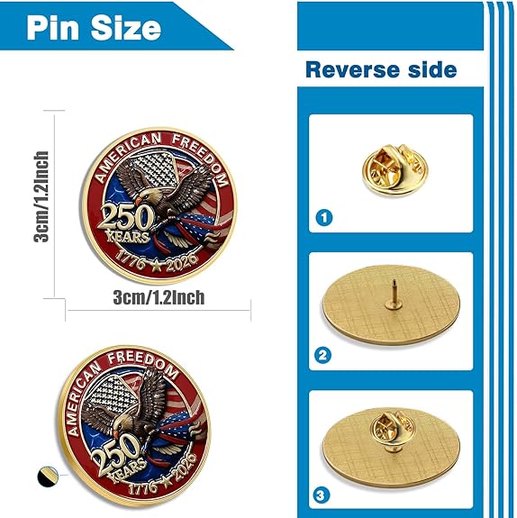 American Freedom 250 Years Lapel Pin – 1776★2026 (50 Pack)