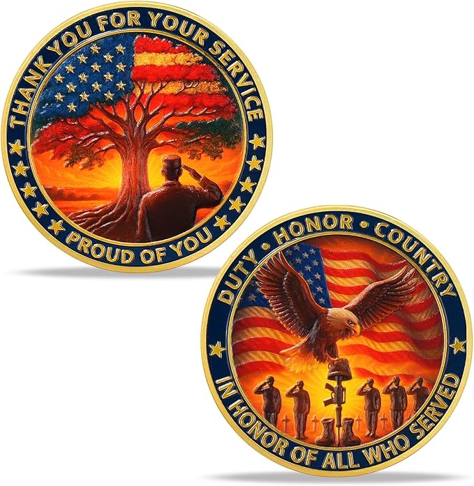 Military Challenge Coin – Thank You For Your Service | Duty Honor Country (40mm)