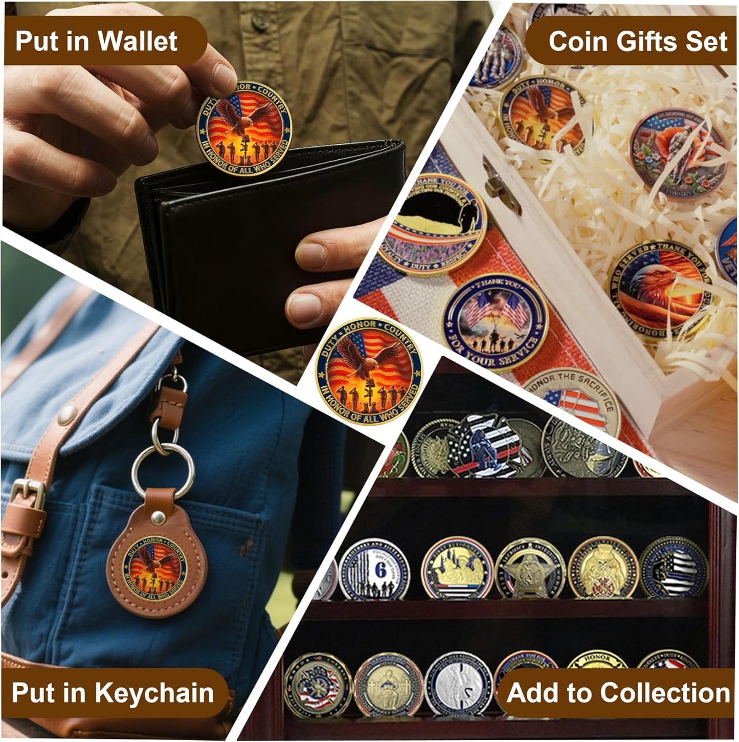 Military Challenge Coin – Thank You For Your Service | Duty Honor Country (40mm)