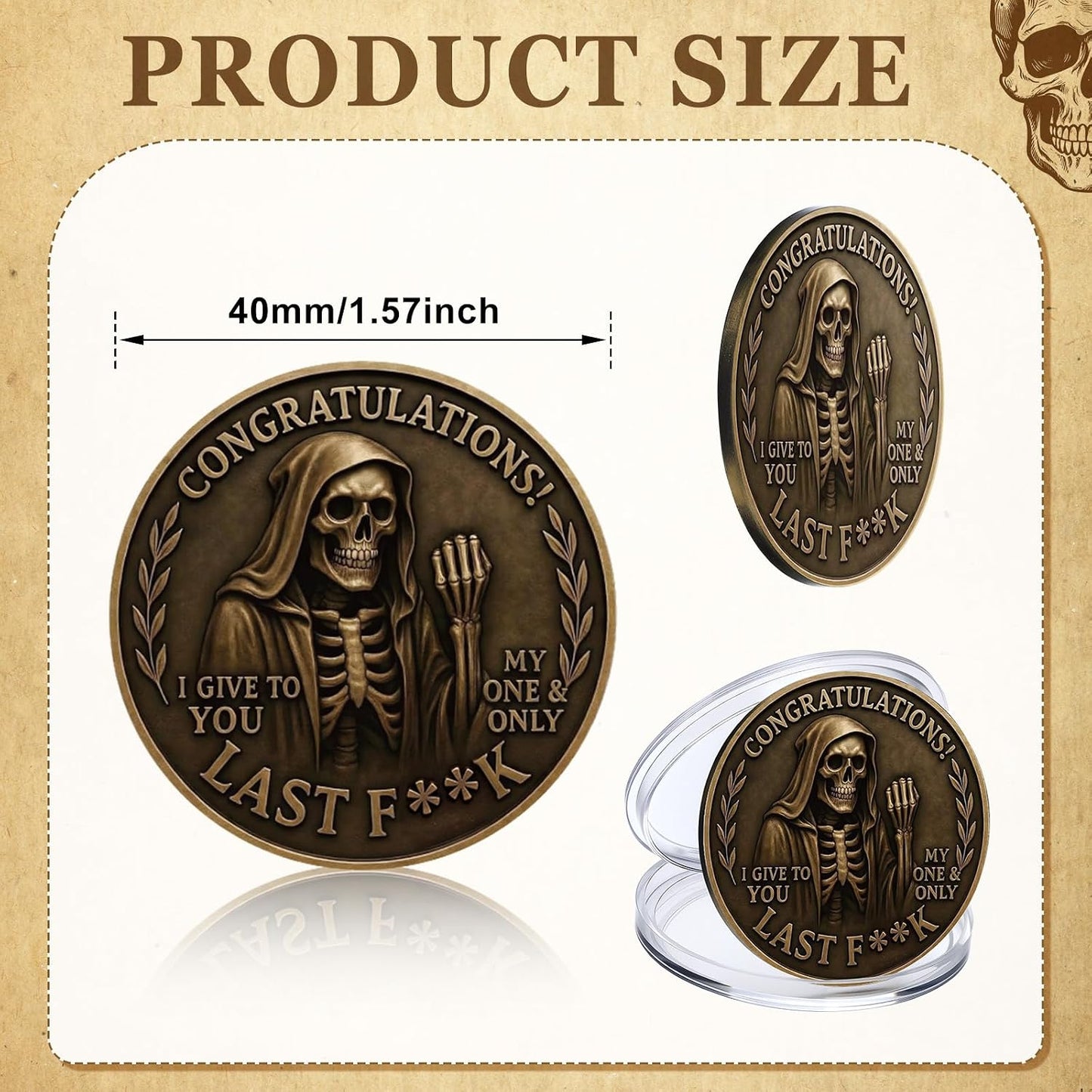 Zero F***s to Give Challenge Coin – Grim Reaper Novelty Coin