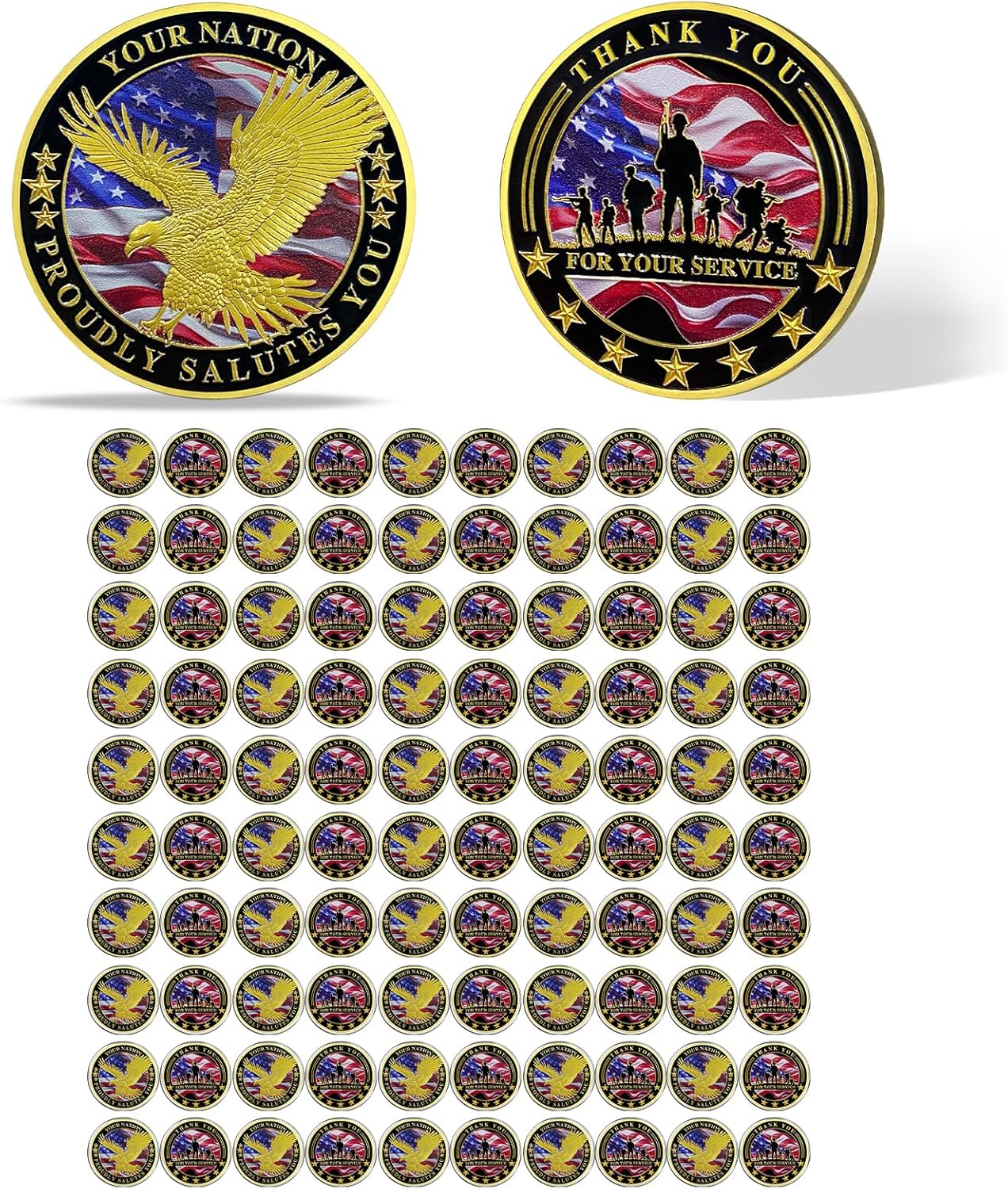 Military Challenge Coin – Your Nation Proudly Salutes You | Thank You For Your Service (40mm)