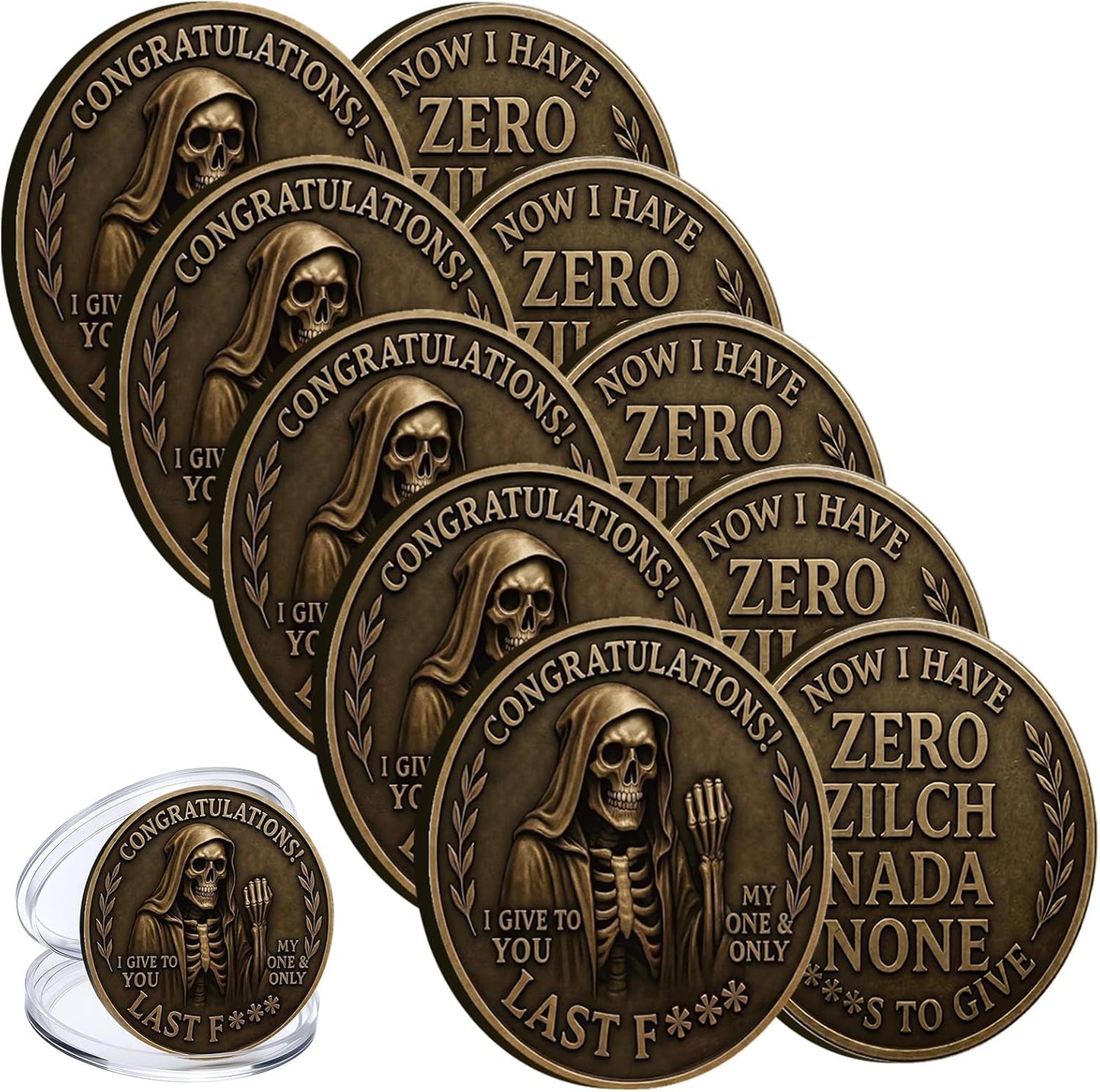 Zero F***s to Give Challenge Coin – Grim Reaper Novelty Coin