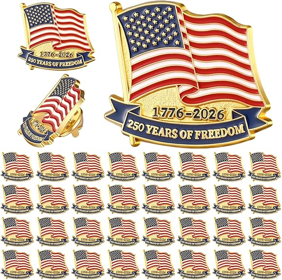 250 Years of Freedom American Flag Lapel Pin – 1776-2026 | 48 Pack