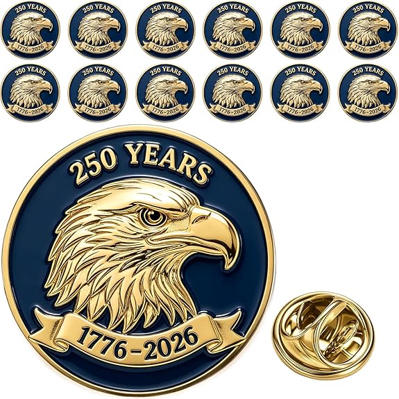 250 Years Bald Eagle Lapel Pin – 1776-2026 USA Anniversary Pin | 25 or 50 Pack