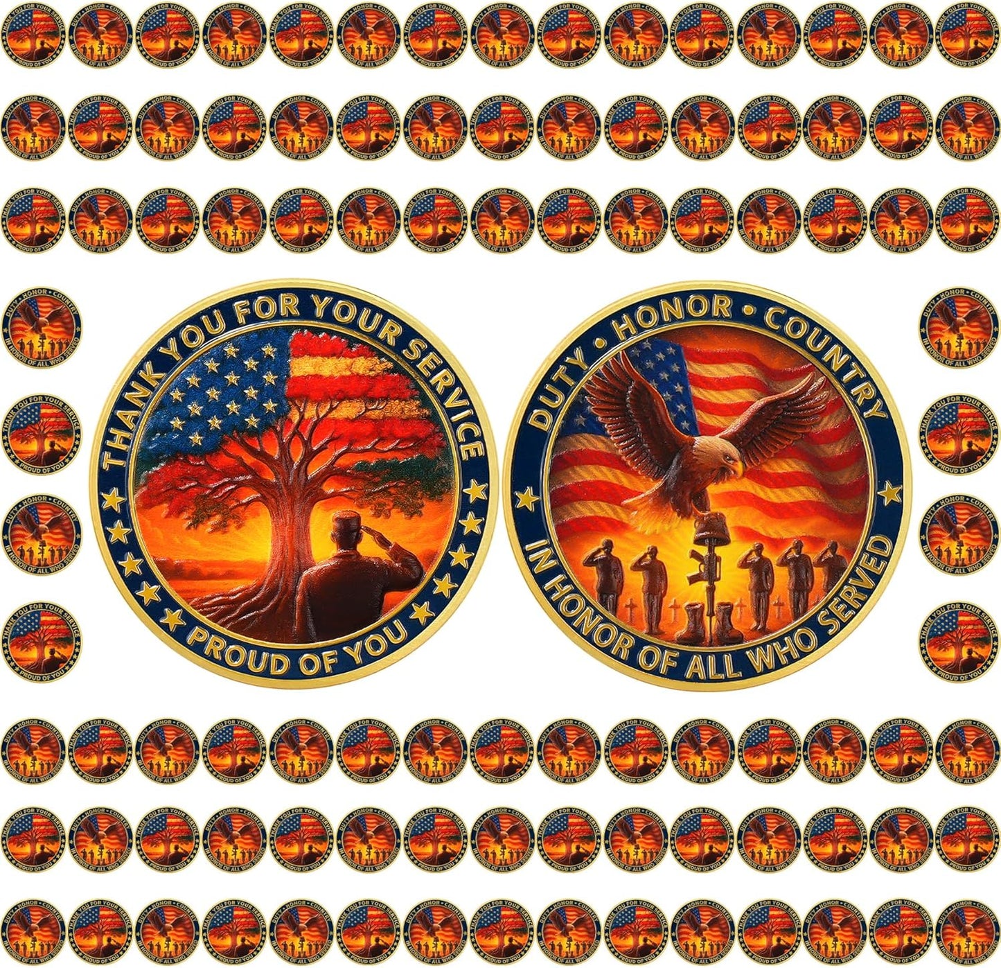 Military Challenge Coin – Thank You For Your Service | Duty Honor Country (40mm)