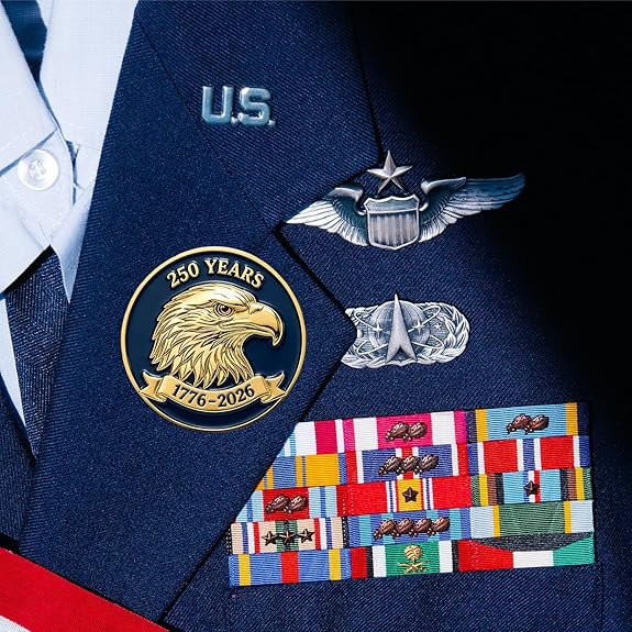 250 Years Bald Eagle Lapel Pin – 1776-2026 USA Anniversary Pin | 25 or 50 Pack