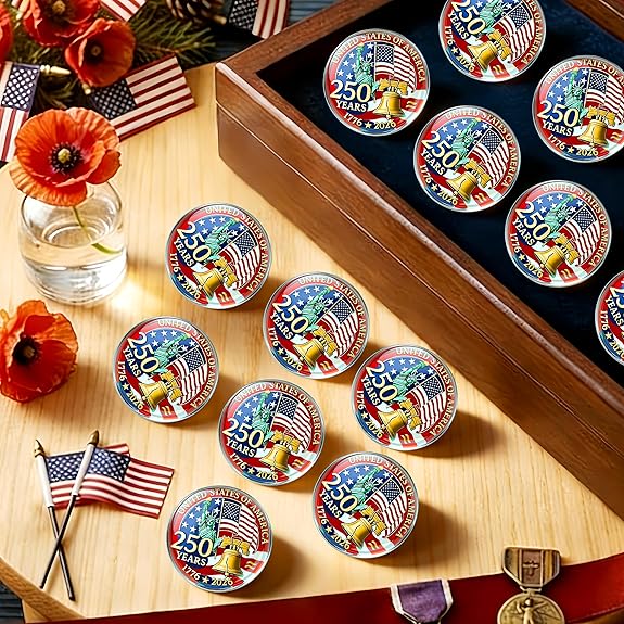 USA 250th Anniversary Lapel Pin – Liberty Bell & Statue of Liberty 1776★2026