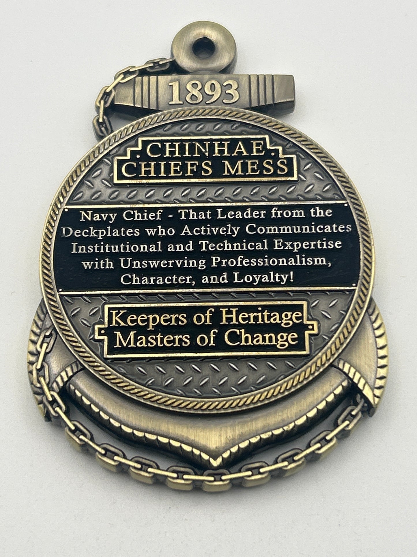 Chinhae Chiefs Mess USN Anchor Challenge Coin – Keepers of Heritage, Masters of Change