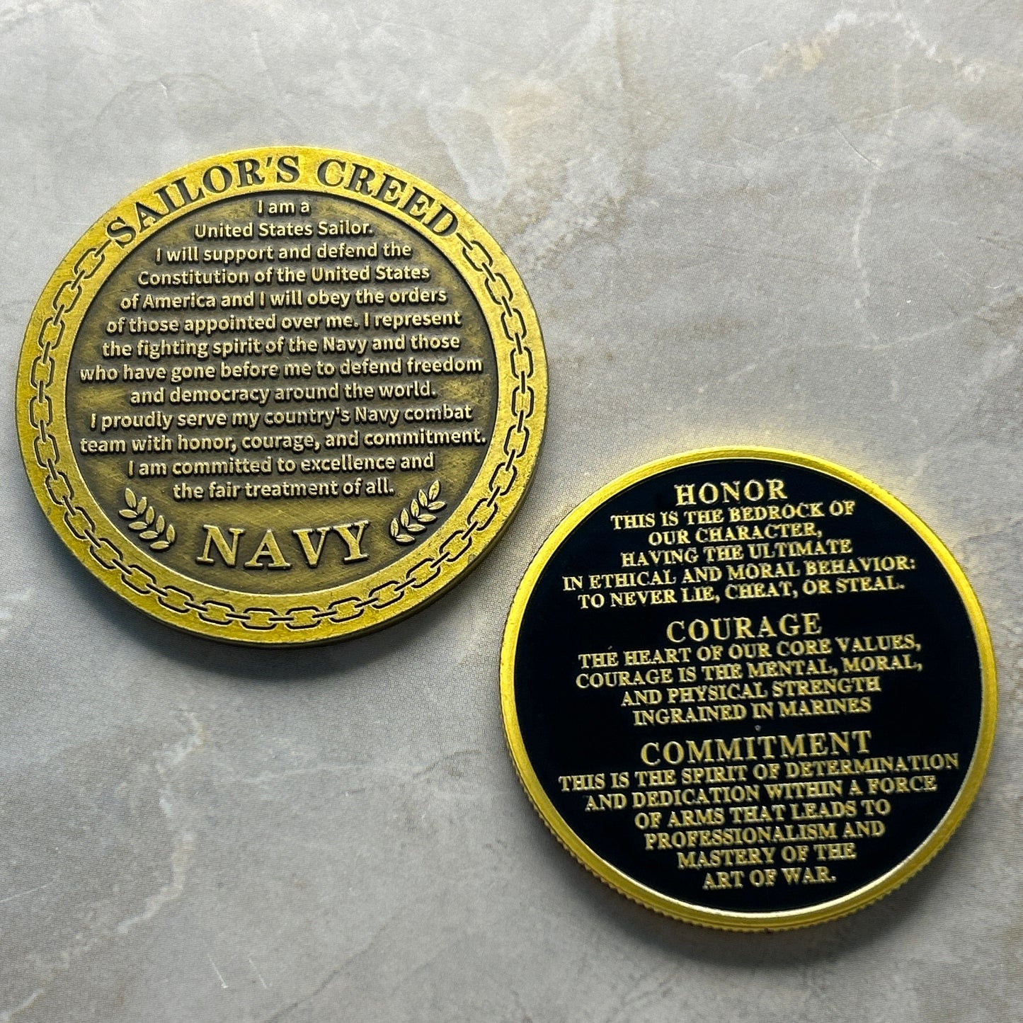 US Navy Challenge Coin Set – Sailor's Creed & U.S. Naval Forces (40mm & 45mm)