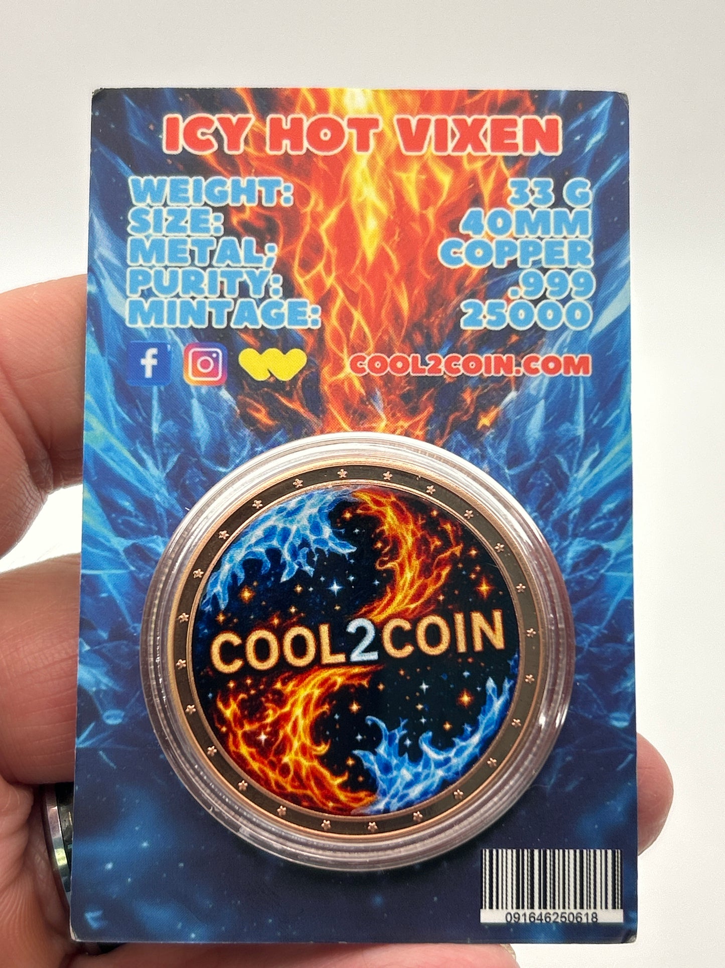 Icy Hot Vixen – Cool2Coin .999 Copper Art Coin | 40mm | Limited Mintage of 25,000
