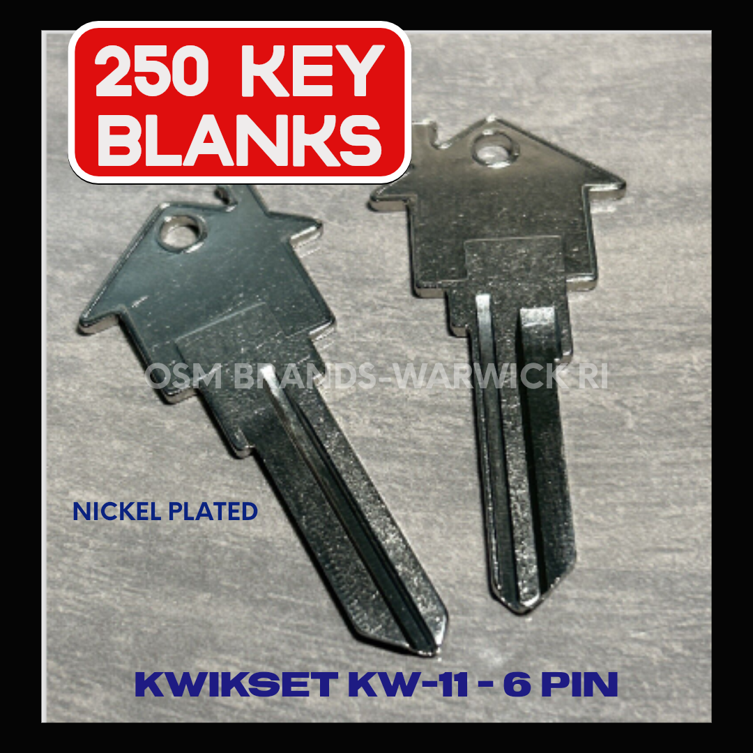 250 KWIKSET KW-11 House Shaped Key Blank NICKEL PLATED MORTAGE-REAL ESTATE SALES PROMOTION