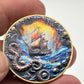 Pirate Captain Challenge Coin – Golf Ball Marker | Vivid Color Gold Rim (40mm)