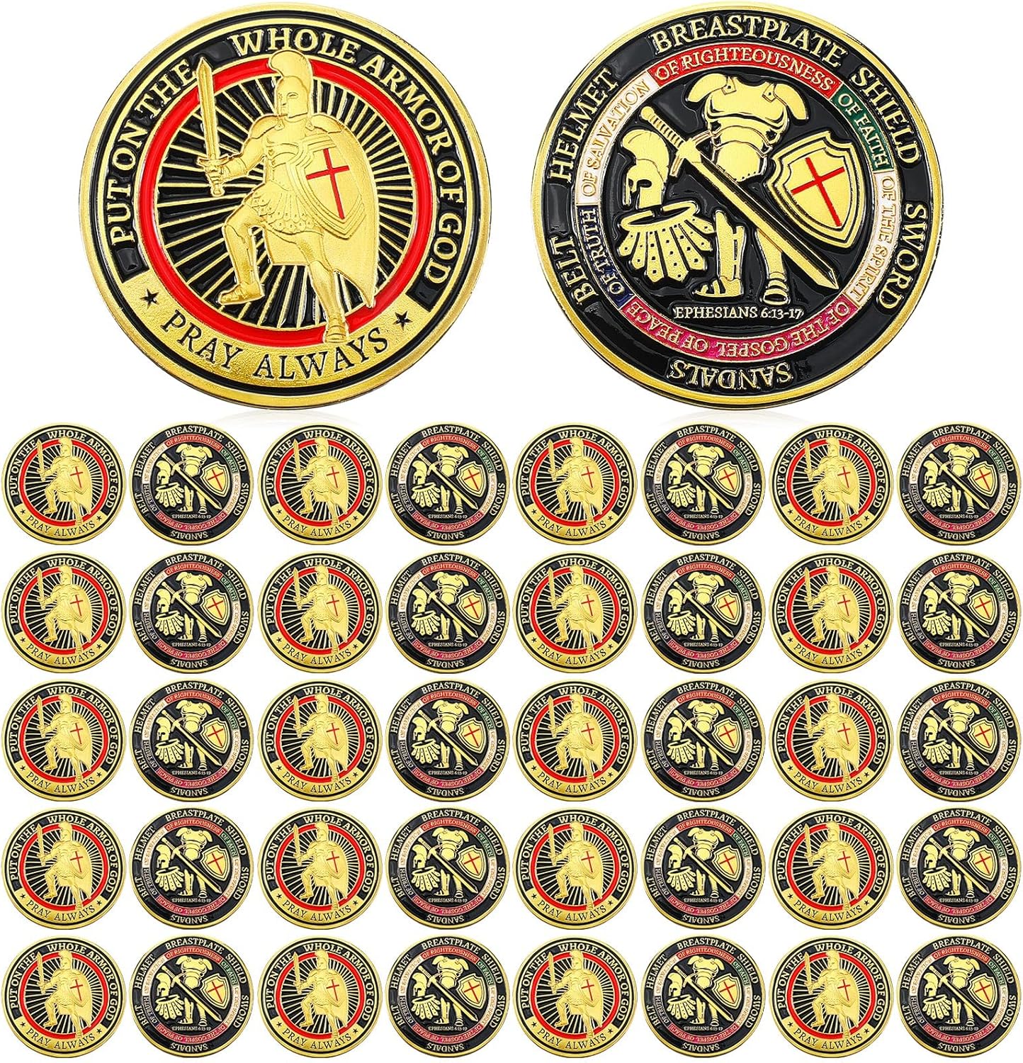 Armor of God Challenge Coin – Put On the Whole Armor of God • Pray Always Ephesians 6 (40 Pack)