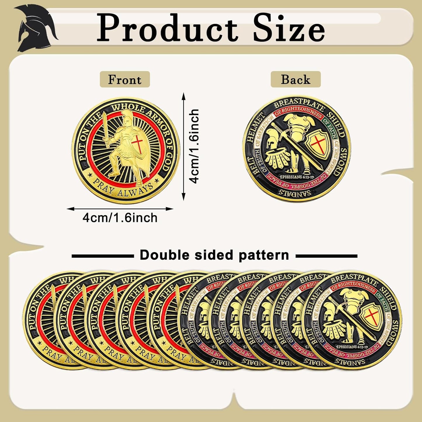 Armor of God Challenge Coin – Put On the Whole Armor of God • Pray Always Ephesians 6 (40 Pack)
