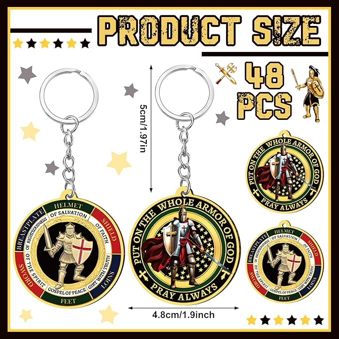 Armor of God Acrylic Keychain – Put On the Whole Armor of God • Pray Always (48 Pack)