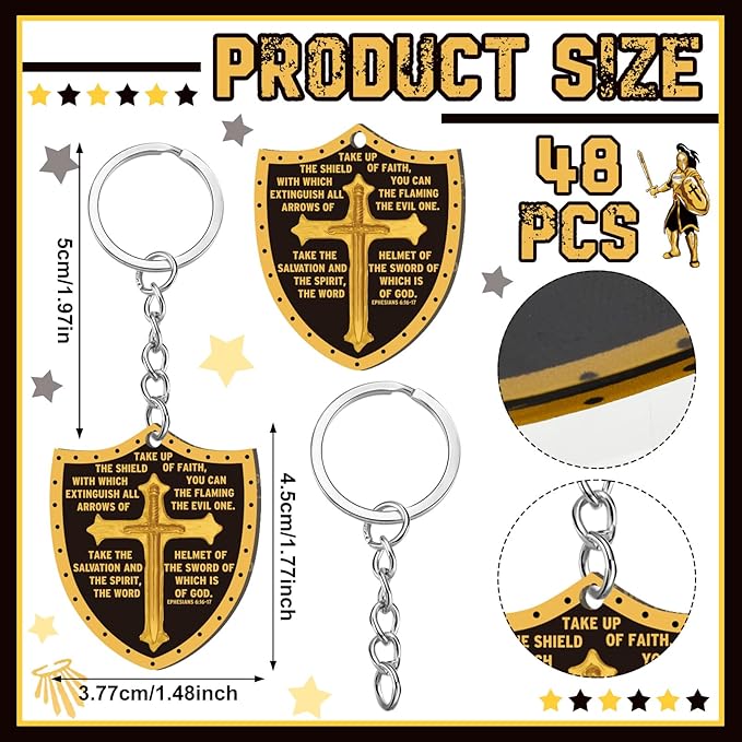 Shield of Faith Acrylic Keychain – Armor of God Ephesians 6:16 (48 Pack)