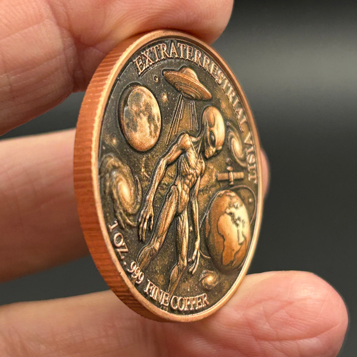 Extraterrestrial Visit 1 oz .999 Fine Copper Round - 1-10-20 Piece Lots