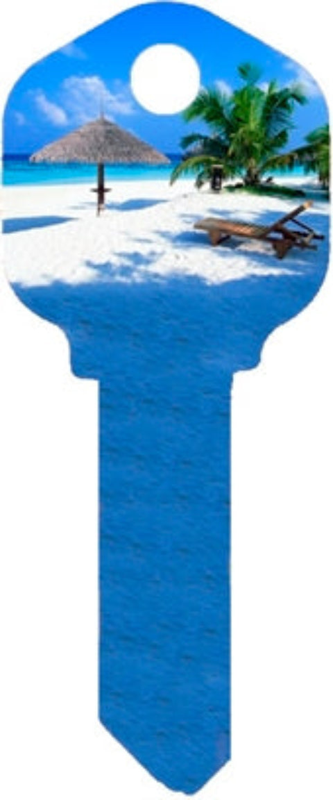Tropical Beach Scene Decorative Key Blanks — Perfect for Beach Home Rentals