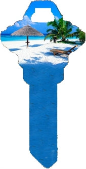 Tropical Beach Scene Decorative Key Blanks — Perfect for Beach Home Rentals