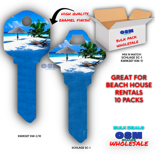 BEACH SCENE 10 PACK House Key Blank for KWIKSET OR SCHLAGE