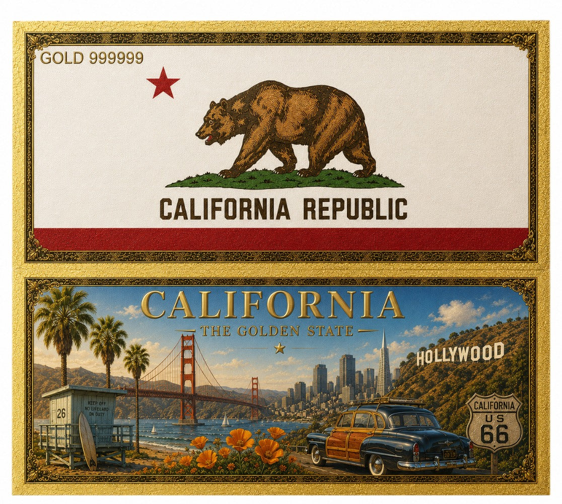 California Gold 999999 Novelty Collectible Bill - Front and Back