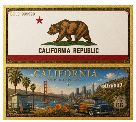 California Gold 999999 Novelty Collectible Bill - Front and Back