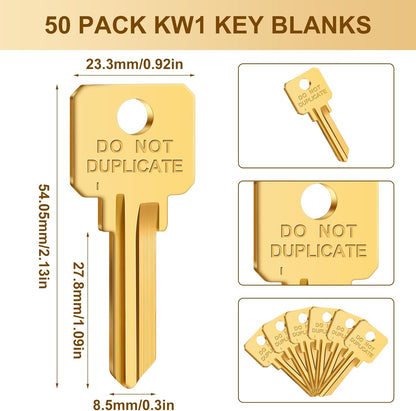 50 Pack KW1 Key Blanks – Do Not Duplicate (Brass or Nickel)