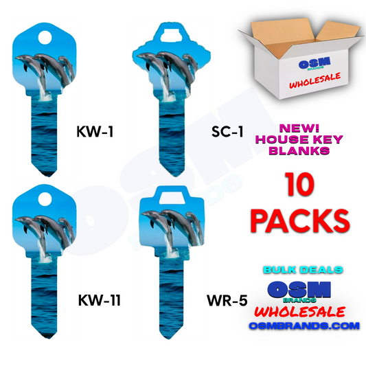 DOLPHINS 10 PACK House Key Blank for KWIKSET-SCHLAGE-WEISER LOCKS