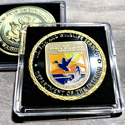 DROP SHIP COINS-US FISH & WILDLIFE SERVICE-DEPT OF THE INTERIOR Challenge Coin with Case