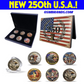 6PCS USA 250th Anniversary Commemorative Coin Gift Set, 250th Year American USA Anniversary Commemorative Coins with Case Collectible Gifts