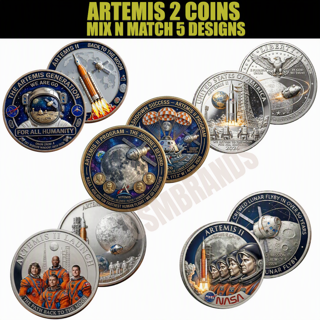 Artemis II Challenge Coin Collection – 5 Styles | Mix & Match | 30 pc Minimum