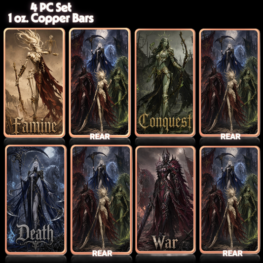 Four Horsemen of the Apocalypse Goddess – 4 PC Set | 1 oz .999 Pure Copper Bars