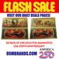 10-50 Pack 24K Gold Foil Banknotes $2 USA 2026 250th Anniversary Collectibles 2 Styles
