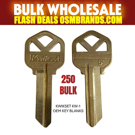 250 Pack Kwikset KW-1 OEM Brass Key Blanks