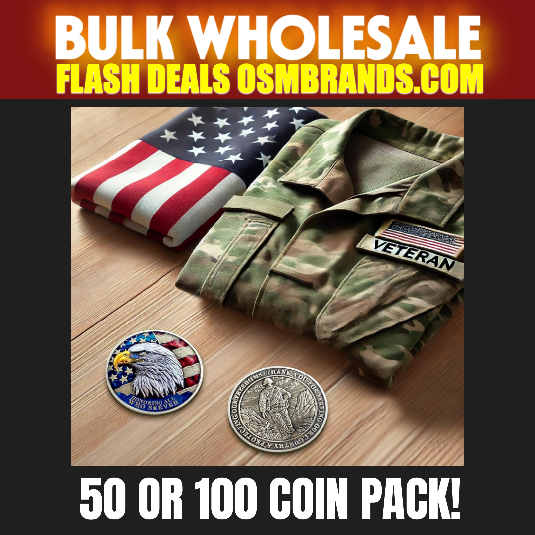 50 0R 100 PCS Honoring All Who Served Bald Eagle Veteran Challenge Coin