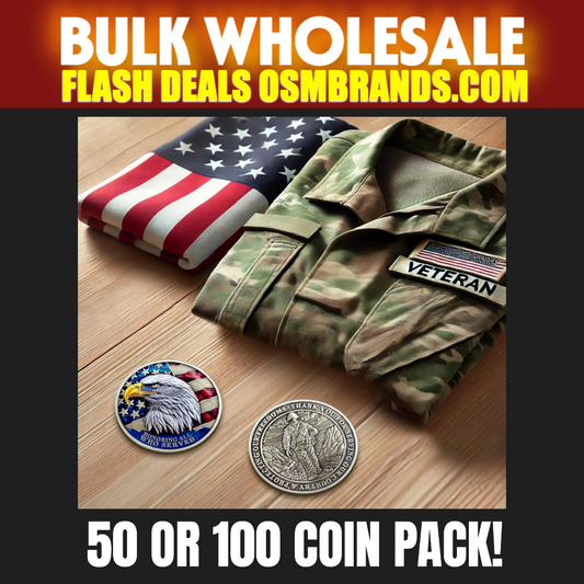 50 0R 100 PCS Honoring All Who Served Bald Eagle Veteran Challenge Coin