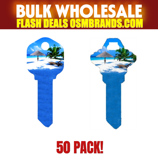 Tropical Beach Scene Decorative Key Blanks — Perfect for Beach Home Rentals