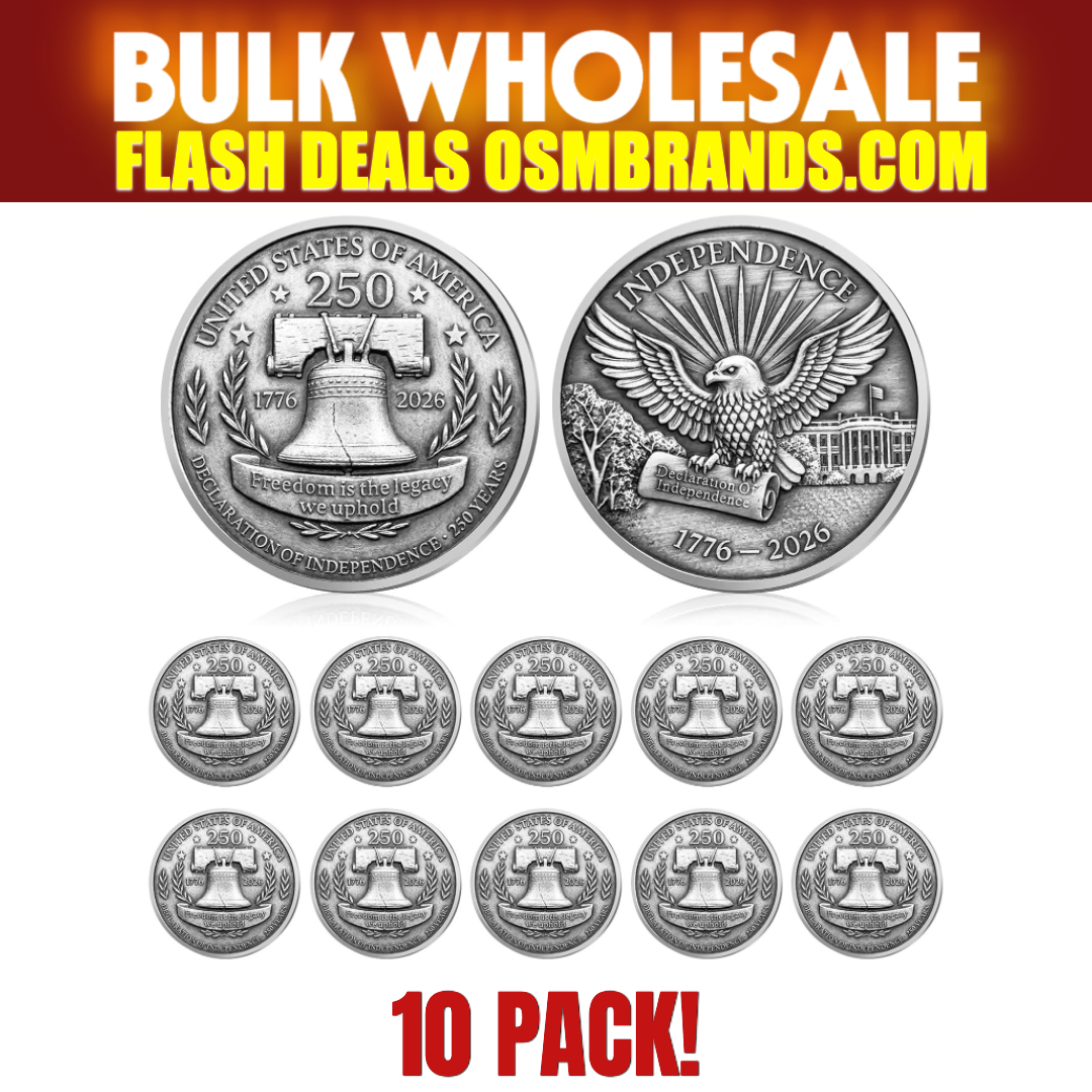 Declaration of Independence 250th Anniversary Antique Silver Coin — 10 Pack | 1776-2026