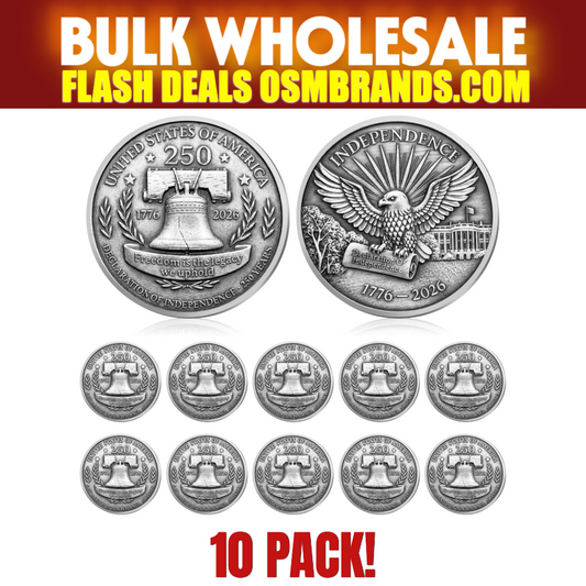 Declaration of Independence 250th Anniversary Antique Silver Coin — 10 Pack | 1776-2026