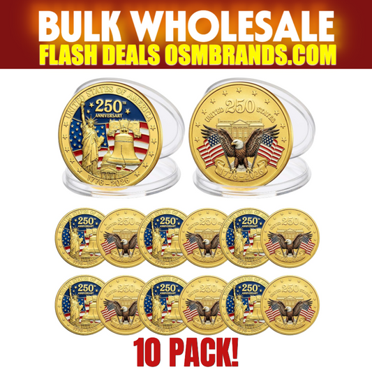 250th Anniversary Statue of Liberty & Eagle Gold Commemorative Coin — 10 Pack | 1776-2026