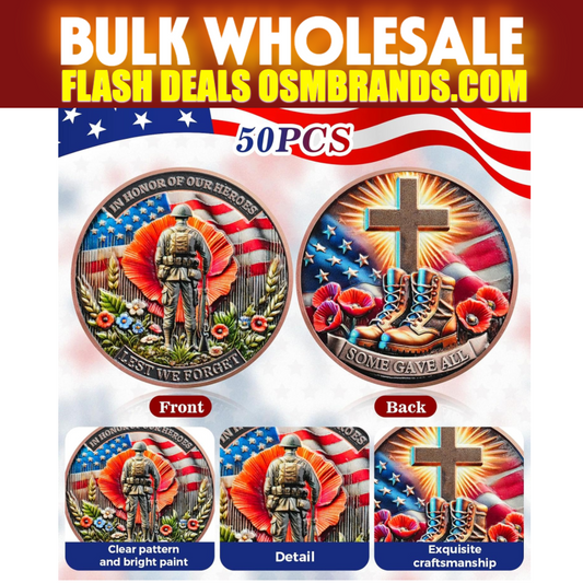 Lest We Forget Challenge Coin – In Honor of Our Heroes (50 Pack)